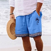 baratos Feriado-Homens Gráfico Coqueiro Geometria Calção Shorts de verão Shorts de praia Cintura Média Roupa de rua Havaiana Designer Casual Diário Feriado Com Cordão Cintura elástica Impressão 3D Designer Roupa