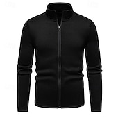 cheap Casual Jackets-Men&#039;s Lightweight Jacket Summer Jacket Casual Jacket Vacation Daily Warm Pocket Fall &amp; Winter Plain Fashion Classic Stand Collar Regular Black White Light Grey Dark Gray Jacket