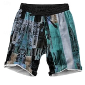 ieftine Imprimare geometrică-Bărbați Bloc Culoare Peteci Pantaloni Scurți Pantaloni scurți de plajă Pantaloni scurți casual Talie medie Hawaiană Retro / vintage Έθνικ În aer liber Concediu Haine de strada Cordon Talie elastic