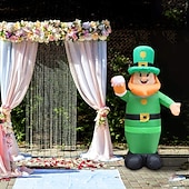 abordables Luces de paisaje-Modelo inflable de aire del día de San Patricio con luz LED - Elfo irlandés de 3,5 pies para decoración de ambiente festivo de patio interior/exterior 1 pieza