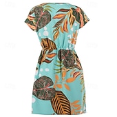 cheap Casual Floral Dresses-Women&#039;s Mini Dress Casual Dress A Line Dress Floral Dress Summer Dress Hawaiian Stylish Casual Vacation Daily Date Regular Fit Floral Short Sleeve V Neck Pink Red Blue Green Summer