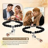 billiga Bröllopsgåva-Ett Par Anpassade Eleganta Pararmband Anpassad Bröllopsgåva för Par Inbäddade med Projektionsstenar. Armbanden Har Magnetiska Stenar som Gör att De Kan Foga Samman