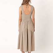 abordables Robes de Diplôme-Femmes Robe Midi Robe de remise des diplômes Robe Décontractée Robe trapèze Robe d&#039;été Élégant Occasionnel Vacances Quotidien Date Coupe régulière Uni Sans manches Col Rond Noir Blanche Vert Claire