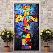 billige Dørdeksler-Dørdekorasjoner Dørtrekk Kors Blekktglass Effekt Dørvev Dørgardin Dekorasjon Bakgrunn Innendørs/Utendørs Dørbanner Framdør Gårdsdrift