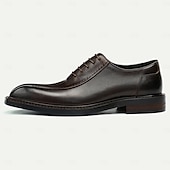 cheap Classic Dress Shoes-Men's Premium Cowhide Leather Oxford Shoes - Formal Business Dress Footwear with Hand-Stitched Detailing, Ideal for Weddings, Office and Formal Events