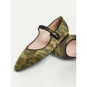 preiswerte Ballerinas für Damen-Damen-Mary-Jane-Schuhe mit Camouflage-Print – Material aus Ponyhaar-Imitat, bequeme Schlupfschuhe mit spitzer Spitze und weicher Sohle, ideal für die Freizeit, Outdoor-Aktivitäten und den Alltagsstil