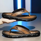 preiswerte Kleidungs-Sandalen-Braune Casual Flip Flops für Herren mit strukturiertem Fußbett und verstellbarem Riemen – bequeme Outdoor-Sandalen für Sommer und Strand