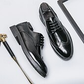 preiswerte Formell-Herren-Oxford-Schuhe im Brogue-Stil mit Flügelkappe aus Kunstleder – klassisches Schnürdesign für formelle Anlässe, Business und Hochzeiten
