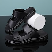 economico Sandali eleganti-Per uomo Pantofole e infradito Cuoio Traspirante Comodo Antiscivolo Mocassino Nero Marrone