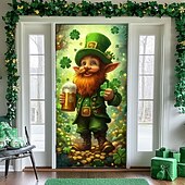 cheap Saint Patrick's Day-Saint Patrick's Day Door Decorations Door Covers Shamrocks Gnome Door Tapestry Door Curtain Decoration Backdrop Indoor/Outdoor Door Banner for Front Door Farmhouse