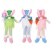 cheap Easter Lights-1 Pc Easter Long Leg Rabbit with Light, Faceless Child, Dwarf Doll, Carrot Resurrection Egg, Easter Indoor Party, Restaurant Atmosphere Decoration
