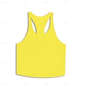 baratos Tops de ginásio-Homens Malha Íntima Top de colete camisa sem manga Sem Manga Crewneck Verão Tecido Moda Roupa de rua Treino Ginásio Desportos e Ar livre Roupa Esportiva Vermelho Top Tee para Homens