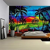 Χαμηλού Κόστους Ταπισερί Ωκεανικής Παραλίας-Καλοκαιρινές Φοινικιές Κρεμαστή Ταπισερί Τέχνης Τοίχου Μεγάλη Ταπισερί Μωσαϊκό Διακόσμηση Φωτογραφίας Φόντο Κουβέρτα Κουρτίνα Σπίτι Υπνοδωμάτιο Σαλονάκι Διακόσμηση