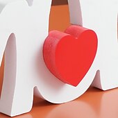 abordables Sculptures-1PC, Mother's Day Red Heart White MUM Letter-shaped Decorative Item, Sherwood Board Material Tabletop Decorative Letter Board, Gifts for Mom, Suitable for Home Decoration, Parties, and Gatherings