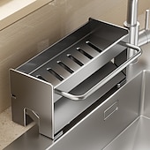 cheap Bath Hardware-Sink Sponge Holder, Countertop Draining Rack, Freestanding Storage Organizer for Sponges, Dishcloths, and Scrubbers in Bathroom or Kitchen