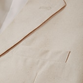 abordables Trajes de playa-Trajes de boda de playa para hombres Lino Beige Sumo de honor Verano Ligero Casual Sólido Ajuste estándar 2 piezas Con un solo botón.