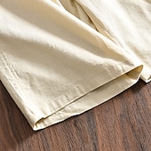 baratos Retrô-Homens Calção Shorts de linho Shorts de verão Shorts de praia Bolsos Cintura elástica Perna reta Tecido Conforto Respirável Comprimento do joelho Ao ar livre O negócio Diário Moda Retro Vintage Preto