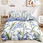 economico 100% cotone-set copripiumino floreale set di modelli di piante tropicali in cotone morbido set di biancheria da letto di lusso in 3 pezzi regalo per la festa della mamma decorazioni per la casa copripiumino matrimoniale king size queen size