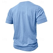 Χαμηλού Κόστους Casual Tee Henley-100% βαμβακερό ανδρικό μπλουζάκι henley κοντομάνικο μονόχρωμο απλό κουμπιά κλασικού στυλ henley casual καθημερινά καλοκαιρινή άνοιξη  &amp; φθινόπωρο μαύρο λευκό γαλάζιο μπλουζάκι henley
