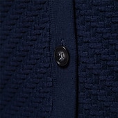 billige Herre Elite Hettegensere &amp; Sweatshirts-Herre Cardigan Genser Kofte Riflet Strikke Vanlige topper Knepp opp Knapp ned Helfarge V-hals Strikketøy Mote Arbeid Avslappet Klær Vår &amp; Vinter Navyblå Beige S M L