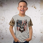 billiga Pojkens 3D-djur-Pojkar 3D Grafisk Flagga Varje T-shirt Kortärmad Sommar Vår Mode Grundläggande Barn 4-12 år Rund hals Utomhus Ledigt Dagligen Normal