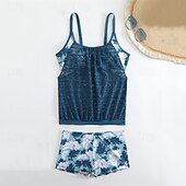 billiga One Pieces &amp; Tankinis-Dam Tankini Tvådelad baddräkt Spets Badkläder Badkläder Svart Rodnande Rosa Andningsfunktion Snabb tork Lättvikt Ärmlös - Simmning Surfing Strand Sommar Vår Plusstorlekar
