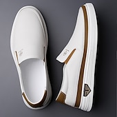 preiswerte Sneaker für Herren-weiße Slipper für Herren – leichte Kunstlederschuhe mit gepolsterter Sohle für Freizeit und Alltag