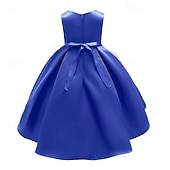 preiswerte Partykleider-kinderkleidung Mädchen Party Kleid Blume Ärmellos Leistung Geburtstag Schön Süß Polyester Asymmetrisch abendkleider Schaukelkleid A Linie Kleid Sommer 4 Jahre + Champagner Rosa Wein