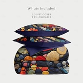 tanie 100% bawełna-3d kołdra artystyczny wzór zestaw poszewek zestaw poszewek na kołdrę miękki 3-częściowy luksusowy zestaw pościeli bawełnianej wystrój domu prezent król królowa poszwa na kołdrę