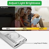 cheap Cabinet Light-1pc LED Closet Lights - Motion Sensor Under Cabinet USB Rechargeable Night Lamp, Dimmable Indoor Lighting for Kitchen, Wardrobe &amp; Stairs 80/120/160 LEDs