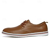 cheap Semi-Formal-Men&#039;s Casual Lace-Up Shoes – Vibrant Faux Leather Upper, Lightweight Design, Non-Slip Sole, Perfect for Everyday Wear and Summer Outings