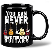 abordables Mugs et tasses-Tasse à café guitare tasse à café rétro vintage en céramique noire avec design graphique 12oz/330ml cadeau parfait pour les amateurs de musique guitaristes et membres de groupes