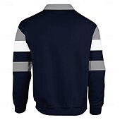 baratos Polo de rúgbi masculino-Homens Riscas Pólo Rúgbi Polo de malha trançada Manga Longa Camisas polo Camisas de colarinho Casual Ao ar livre Roupa Esportiva Impressão 3D Primavera Outono Inverno Vermelho Azul Marron