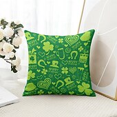 billiga geometrisk stil-saint patrick&#039;s day dekorativa slängkuddar överdrag 1 st grön irländsk mjuk fyrkantig soffa kuddfodral örngott för sovrum vardagsrum soffa stol
