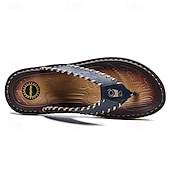 abordables Sandalias de vestir-Chanclas vintage de piel sintética marrón para hombre: sandalias de verano con punta abierta hechas a mano con suela antideslizante para playa, viajes y uso informal