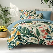 baratos 100% algodão-Planta tropical capa de edredão conjunto de cama conjunto de 2 peças conjunto de 3 peças leve macio curto conjunto de pelúcia engrossado feltro cama quadrada