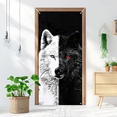 cheap Door Covers-Animal Door Decorations Door Covers Wolf Door Tapestry Door Curtain Decoration Backdrop Indoor/Outdoor Door Banner for Front Door Farmhouse