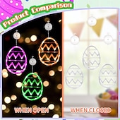 זול אורות פסחא-אורות חלון מנורת ביצת פסחא צבעונית מנורת ביצי פסחא צבעונית עם כוס יניקה וסוללה מופעלת למסיבות ואווירת מסעדה קישוטים לבית