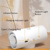 abordables Appliques d&#039;extérieur-Lumière de coucher de soleil à double tête avec détection de mouvement, éclairage LED multicolore pour armoire, 15 couleurs, rechargeable par USB, pour chambre à coucher, salon, bureau, fête, magasin,