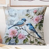levne květinový a rostlinný styl-1 ks Polyester Polštářový potah, Zvíře stromy a listí rustikální design Pastýřský Obdélníkový Tradiční Klasický