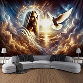 cheap Religious Tapestry-Hanging Tapestry Jesus Wall Art Large Tapestry Mural Decor Photograph Backdrop Blanket Curtain Home Bedroom Living Room Decoration