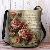 halpa Olan yli kannettavat laukut-vintage kukkakuvioinen nuottiolkalaukku naisille – taiteellinen ruusukuvioinen crossbody-laukku, täydellinen rentoihin retkiin, ostoksille ja jokapäiväiseen käyttöön