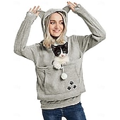 economico Felpe con cappuccio-felpe con cappuccio da donna a marsupio grande, pullover con orecchie da gatto carino, felpa con cappuccio per cani e gatti da compagnia blu scuro