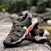 voordelige Buitensandalen-Heren outdoor wandelsandalen - ademend gesloten teenontwerp, verstelbare vetersluitingen, antislipzool, comfortabele zomerschoenen voor trekking en kamperen