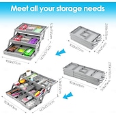 cheap Clothes Drawer Organizers-Multi-Level Smart Drawer Organizer, 3-Tier Expandable Desk Drawer Organizer, Folding Storage Tray for Office, Home, Kitchen, Makeup, Jewelry, Junk Drawer Organization
