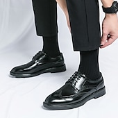 preiswerte Formell-Herren-Oxford-Schuhe im Brogue-Stil mit Flügelkappe aus Kunstleder – klassisches Schnürdesign für formelle Anlässe, Business und Hochzeiten