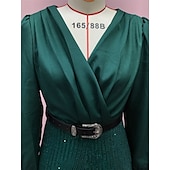 cheap Mom&#039;s Jumpsuits-Jumpsuits Mother of the Bride  Formal Elegant V Neck Floor Length Sequined Long Sleeve with Sequin Solid Color 2025
