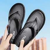 preiswerte Kleidungs-Sandalen-Braune Casual Flip Flops für Herren mit strukturiertem Fußbett und verstellbarem Riemen – bequeme Outdoor-Sandalen für Sommer und Strand