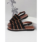 cheap Casual Sandals-Women&#039;s Braided Strap Sandals with Slingback Design – Comfortable Summer Footwear for Casual and Outdoor Activities