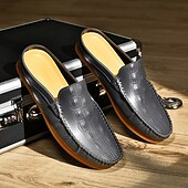 cheap Men&#039;s Clogs &amp; Mules-Men&#039;s Slip-On Moccasin Shoes – Comfortable Casual Leather Loafers with Woven Detailing for Everyday Wear